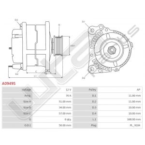 Dynamo 12V 70A