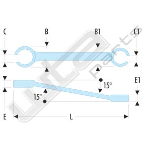 Facom open ringsleutel, 15 gebogen 10x11 mm