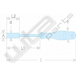 Facom dopsleutel met schroevendraaierhandvat, 6 kant 3.2mm fluo