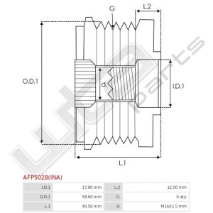 Pulley INA 17/64 x 40.6 6gr. M17