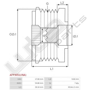 Pulley INA 17/ x 39.3 7gr. M14