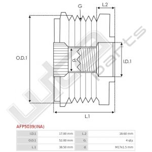 Pulley INA 17 / 52.0x38.50 4gr. M17