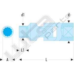 Facom scharnier doppen 3/8 12 kant 7/16