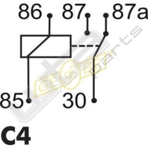 Wissel Relais 24V 40/50A 30-85-86-87-87a