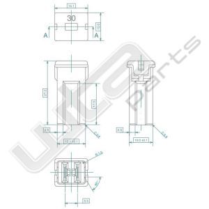 Slow Blow Zekering 25A J-serie Wit